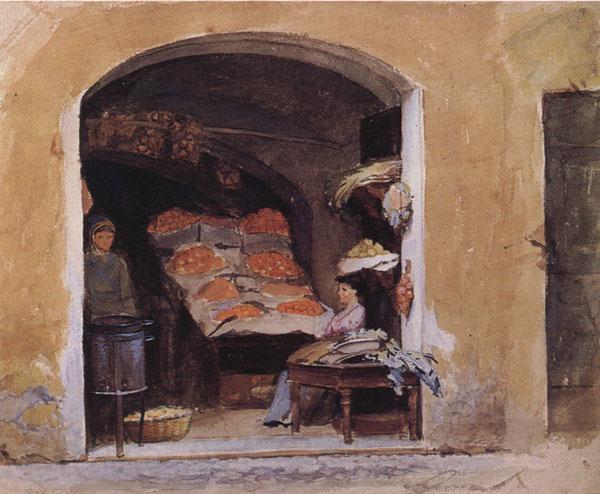 John William Waterhouse An Italian Produce Shop Norge oil painting art